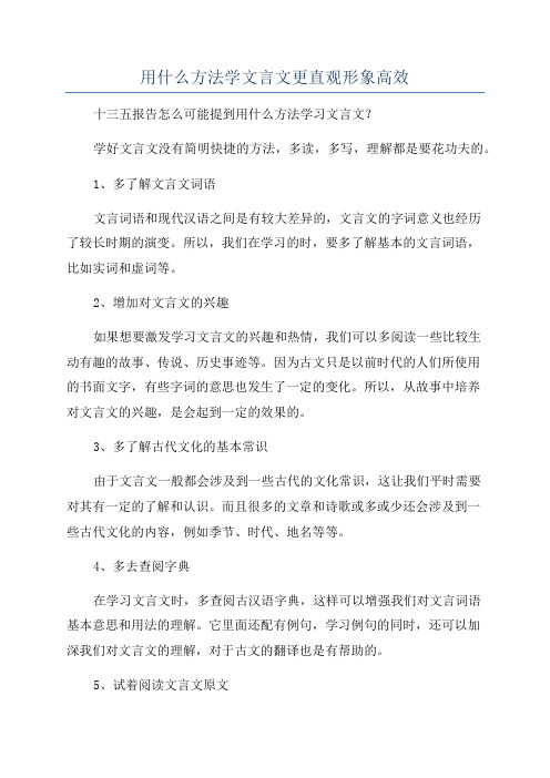 用什么方法学文言文更直观形象高效