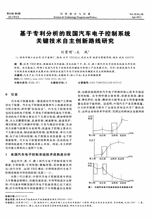 基于专利分析的我国汽车电子控制系统关键技术自主创新路线研究