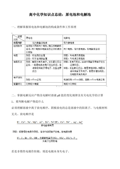 高中化学知识点总结：原电池和电解池