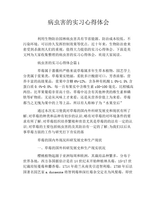 病虫害的实习心得体会