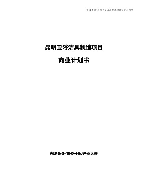 昆明卫浴洁具制造项目商业计划书