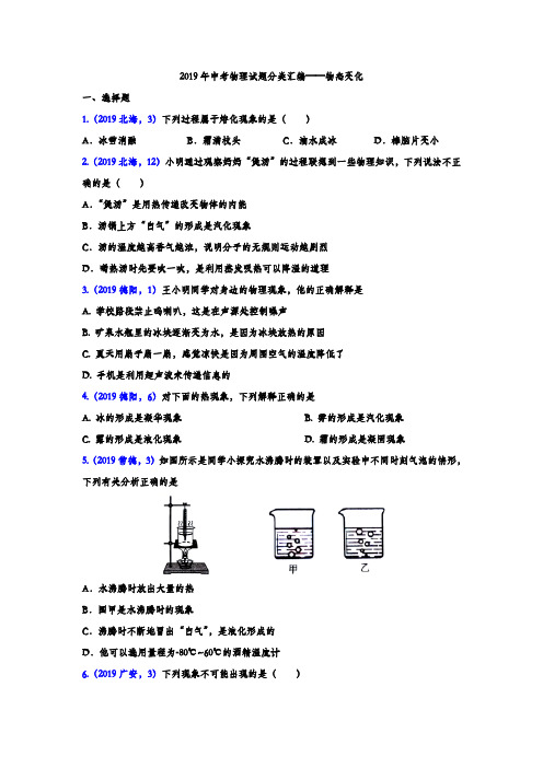2019年中考物理试题分类汇编练习——物态变化专题3(word版含答案)