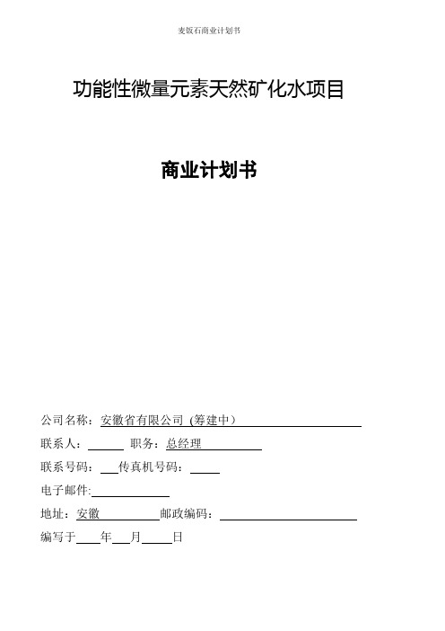 麦饭石商业计划书