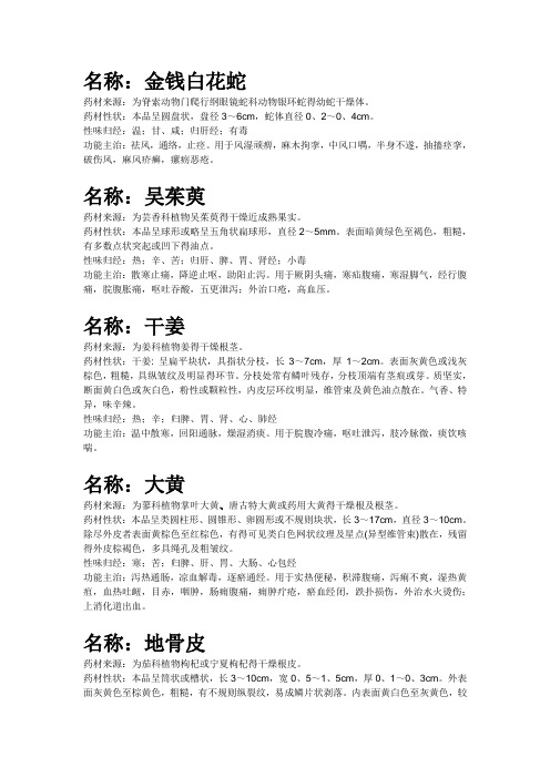 120种常用中药展示标本介绍