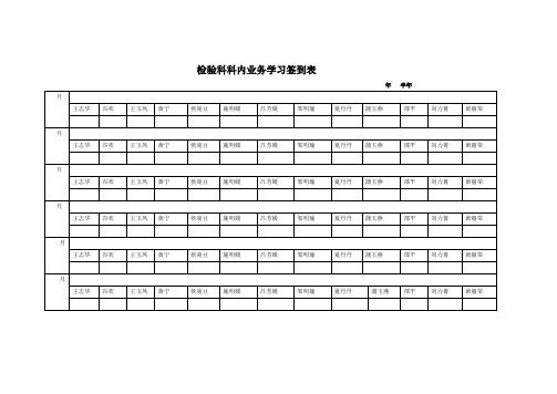检验科科内业务学习签到表