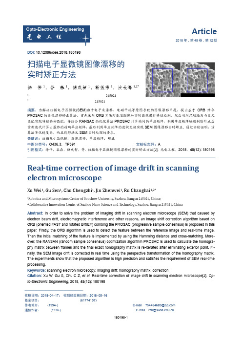 扫描电子显微镜图像漂移的实时矫正方法