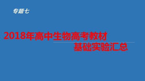 2018年高中生物高考教材基础实验汇总