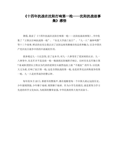 十四年抗战在沈阳打响第一枪感悟
