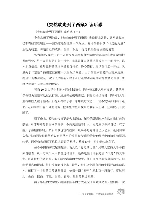《突然就走到了西藏》读后感