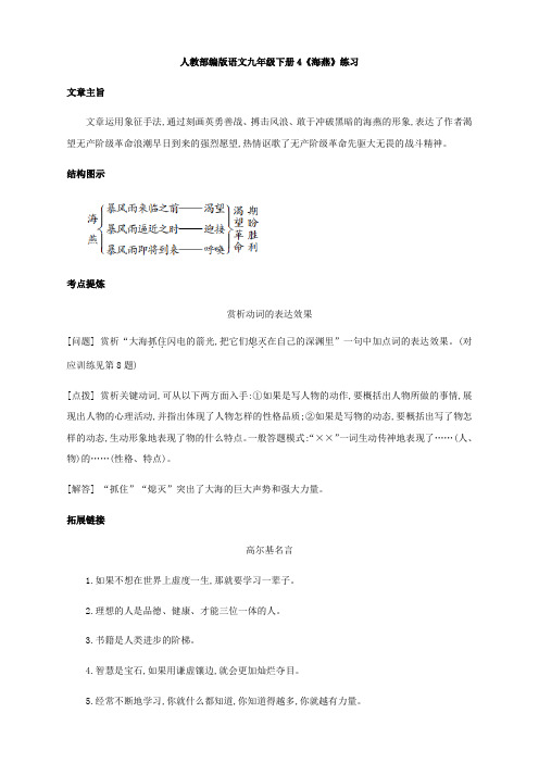 人教部编版语文九年级下册4《海燕》练习