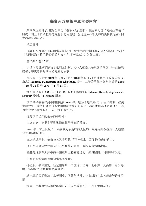 海底两万里的第三章的主要内容