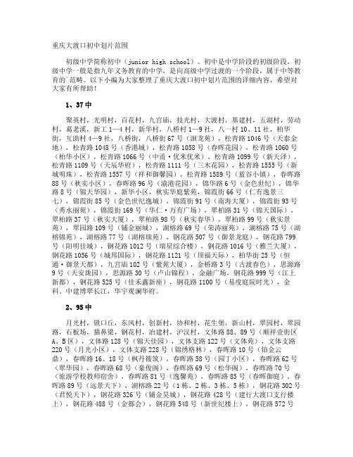 重庆大渡口初中划片范围