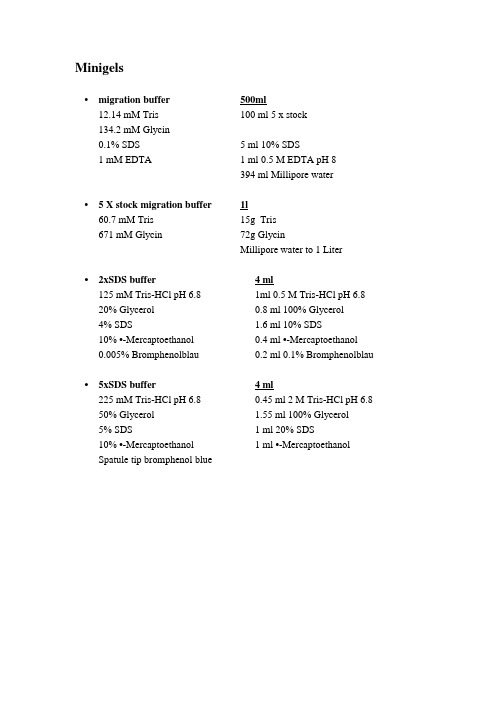 SDS-PAGE 配方