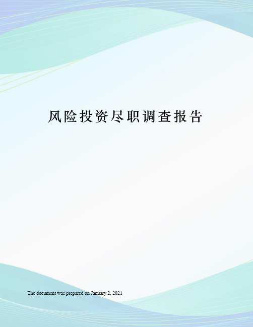 风险投资尽职调查报告