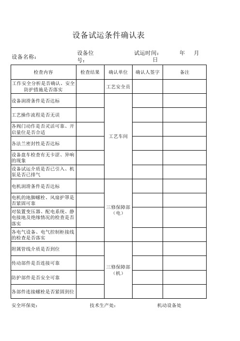 单机试运条件确认表