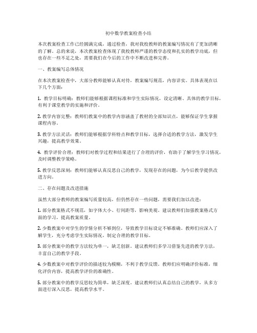 初中数学教案检查小结