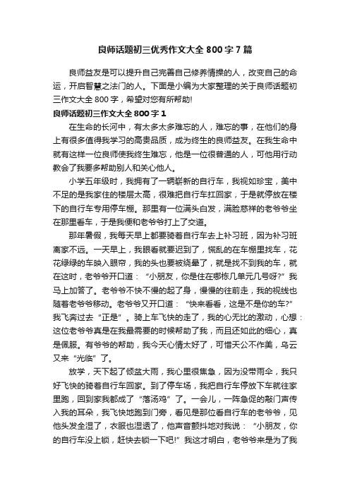 良师话题初三优秀作文大全800字7篇