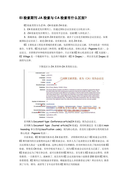 EI检索期刊JA检索与CA检索有什么区别