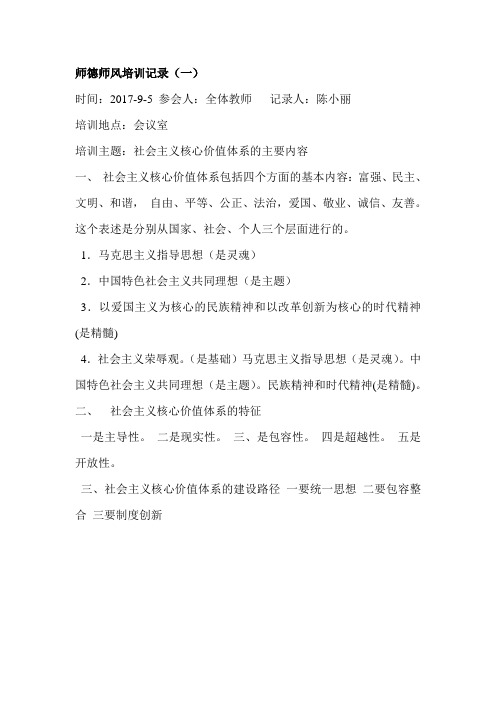 师德师风的培训记录.doc