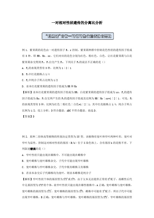 2021高考生物一轮复习训练12一对相对性状遗传的分离比分析含解析.docx