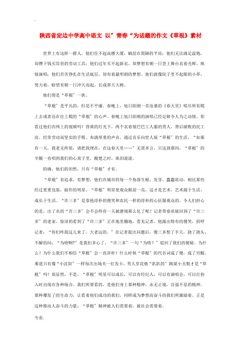 陕西省定边中学高中语文 以”青春“为话题的作文《草根》素材