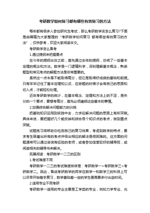 考研数学如何复习都有哪些有效复习的方法