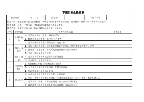 节假日安全检查表11