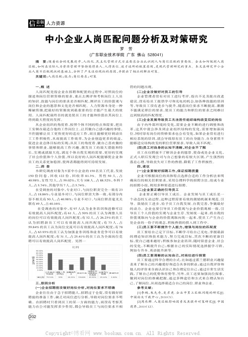 中小企业人岗匹配问题分析及对策研究