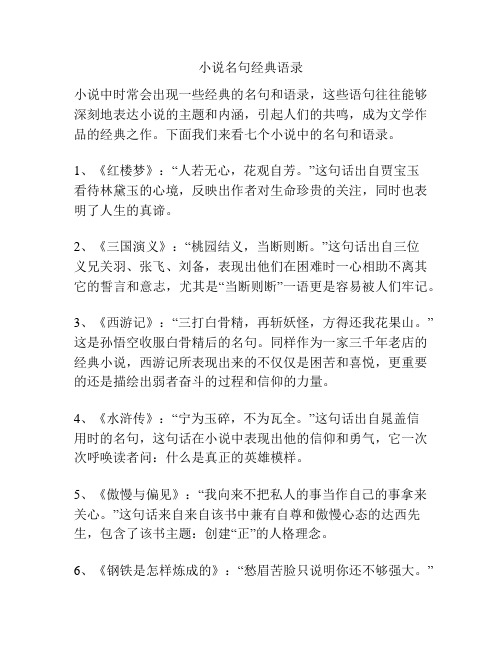 小说名句经典语录