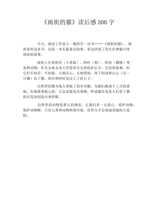 《雨街的猫》读后感300字