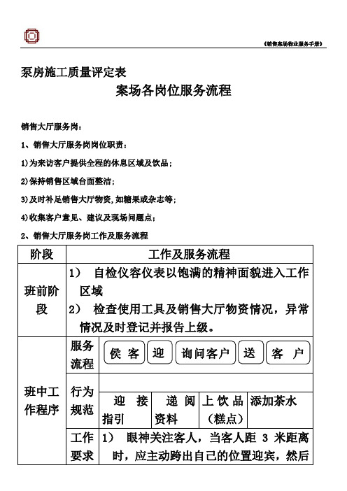 泵房施工质量评定表
