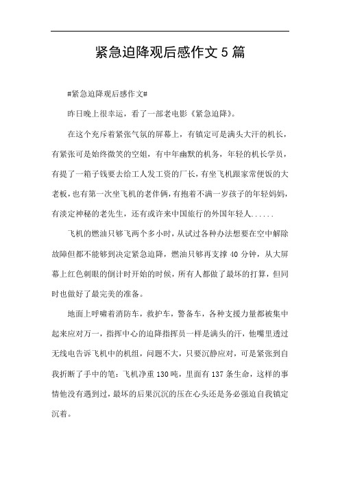 紧急迫降观后感作文5篇
