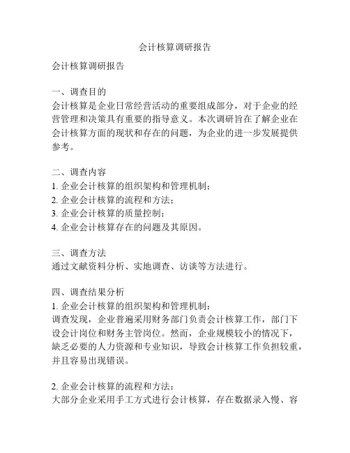 会计核算调研报告