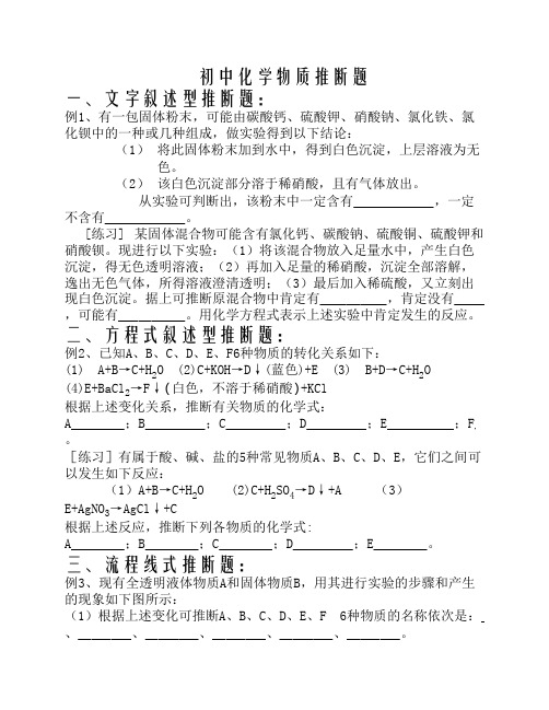 初中化学物质推断题