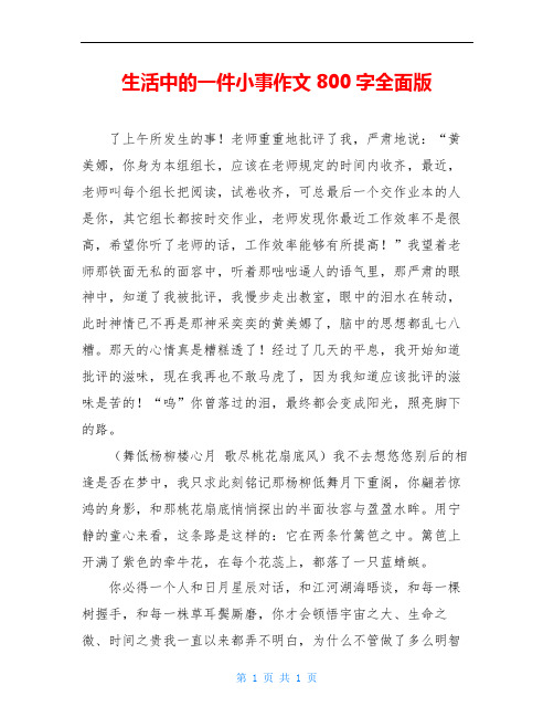 生活中的一件小事作文800字全面版