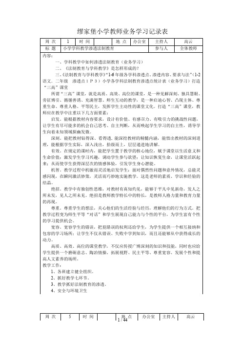 业务管理及学习管理知识记录表