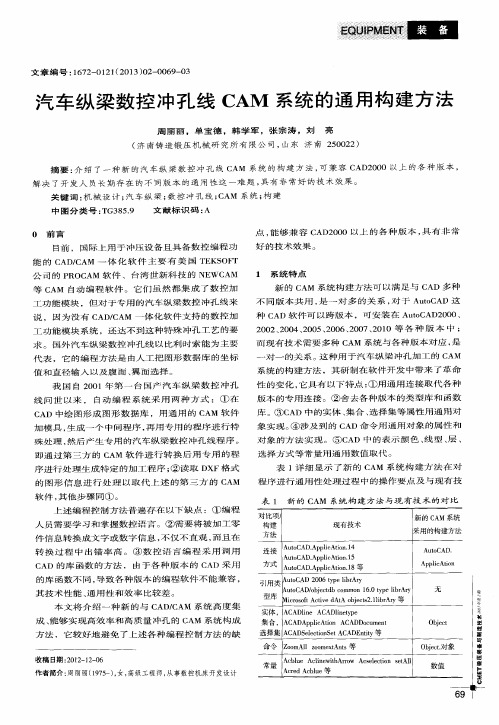 汽车纵梁数控冲孔线CAM系统的通用构建方法