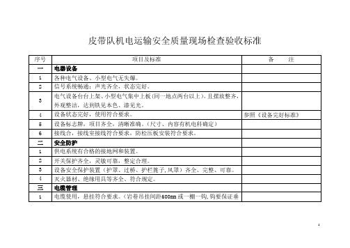 (煤矿)皮带队机电运输安全质量现场检查验收标准