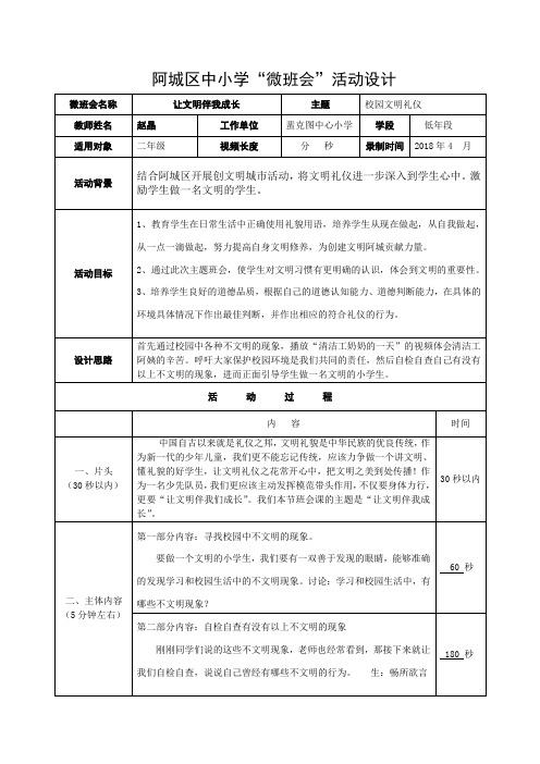 微班会活动 设计---赵晶