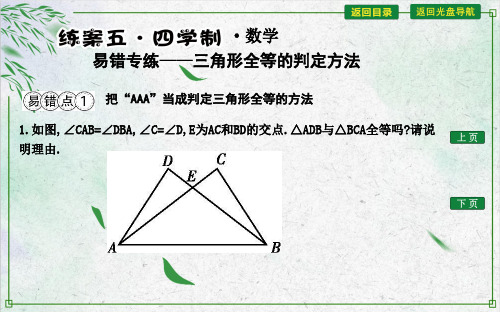 易错专练—三角形全等的判定方法