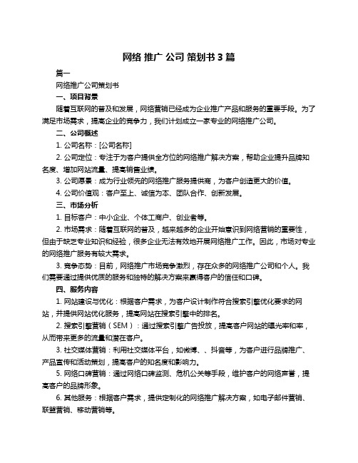 网络 推广 公司 策划书3篇