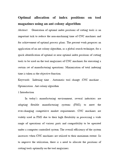 用蚁群算法在刀库索引位置的优化配置外文翻译、英汉互译、中英对照