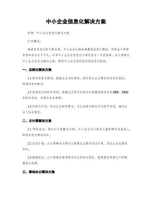 中小企业信息化解决方案