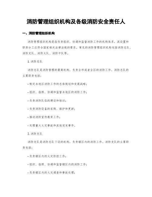 消防管理组织机构及各级消防安全责任人