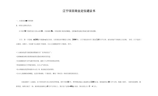 江宁项目商业定位建议书