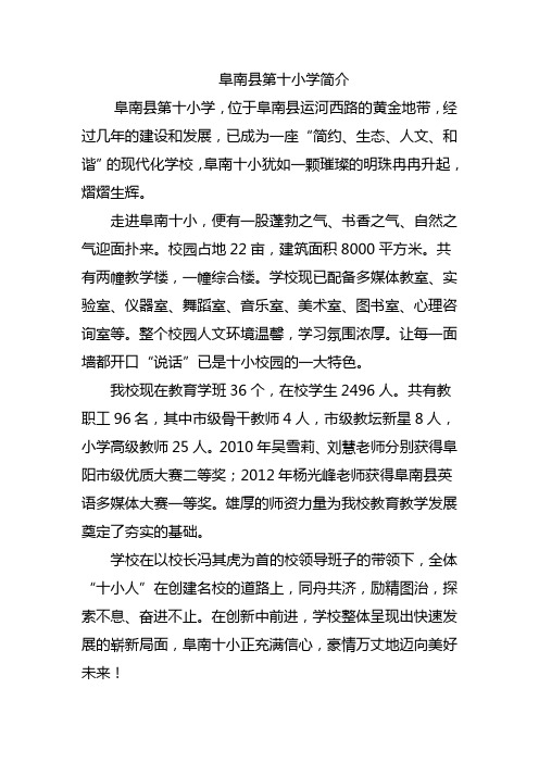 阜南县第十小学简介