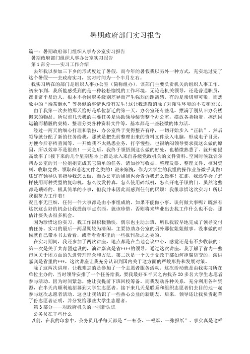 小度写范文暑期政府部门实习报告模板