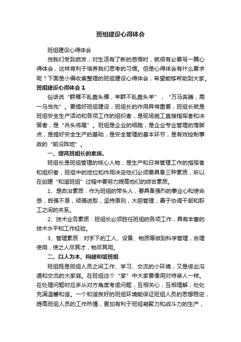 班组建设心得体会