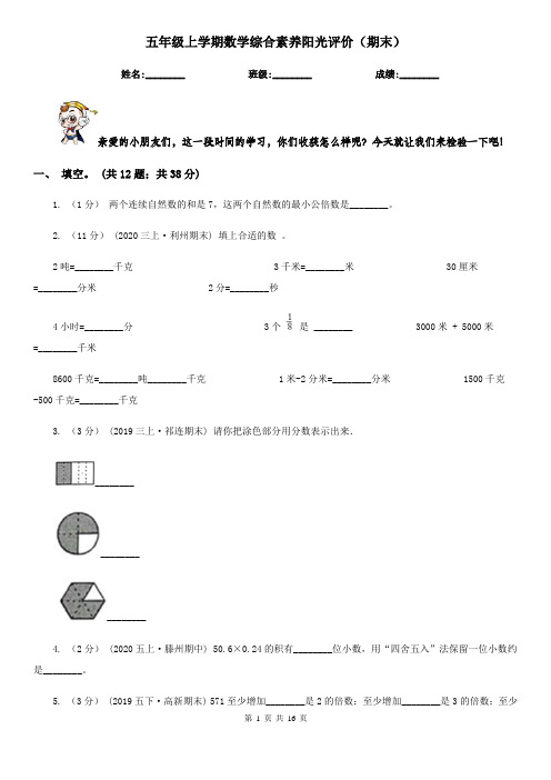 五年级上学期数学综合素养阳光评价(期末)