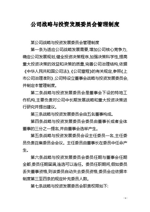 公司战略与投资发展委员会管理制度